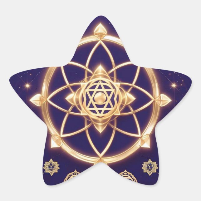 Celestial Geometry of Light — Sacred Pattern Stern-Aufkleber (Vorderseite)