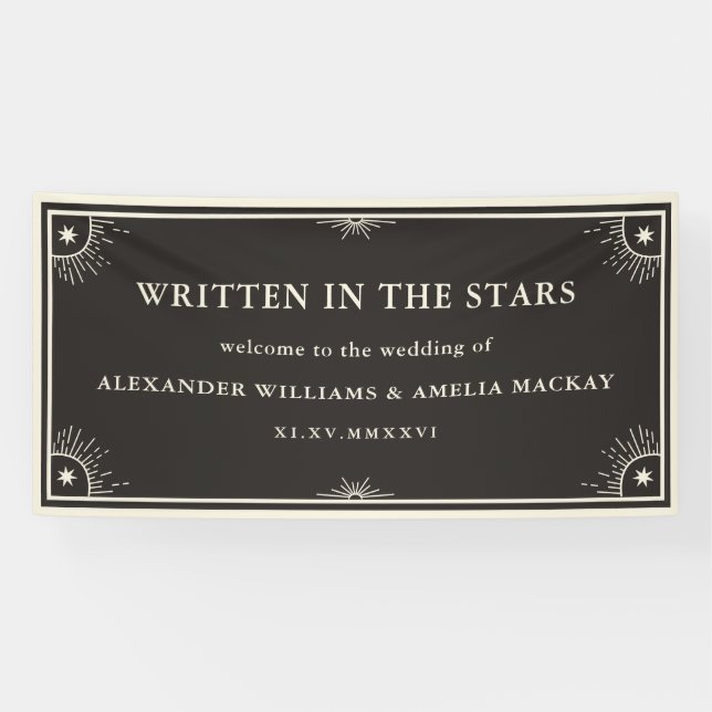 Celestial geschrieben in den Stars Hochzeitszeiche Banner (Horizontal)