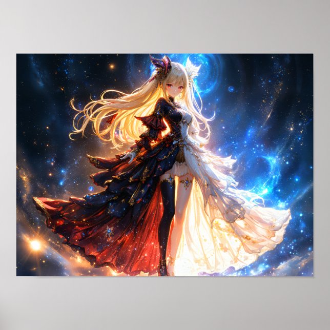 Celestial Girl in einem kosmischen Gown Poster (Vorne)