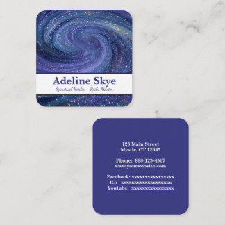 Celestial glittering swirl quadratische visitenkarte
