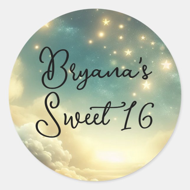 Celestial Glows Stars Starry Sky Sweet 16 Runder Aufkleber (Vorderseite)