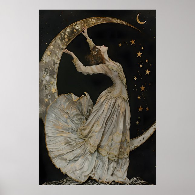 Celestial Goddess Art Print, Gothic Romance Decor, Poster (Vorne)