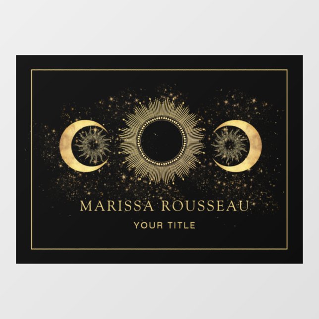 Celestial Gold Black Sun Moon Fensterheber Fensteraufkleber (Blatt)