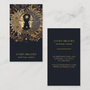 Celestial Gold Black Sun Moon Spiritueller Coach Visitenkarte