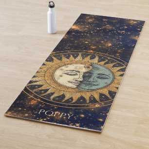Celestial Gold Blue Sun Moon gegenüber Personalisi Yogamatte