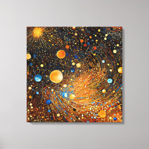 Celestial Gold Galaxy Leinwand Art