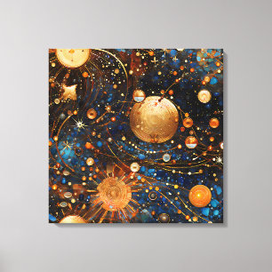 Celestial Gold Galaxy Leinwand Art