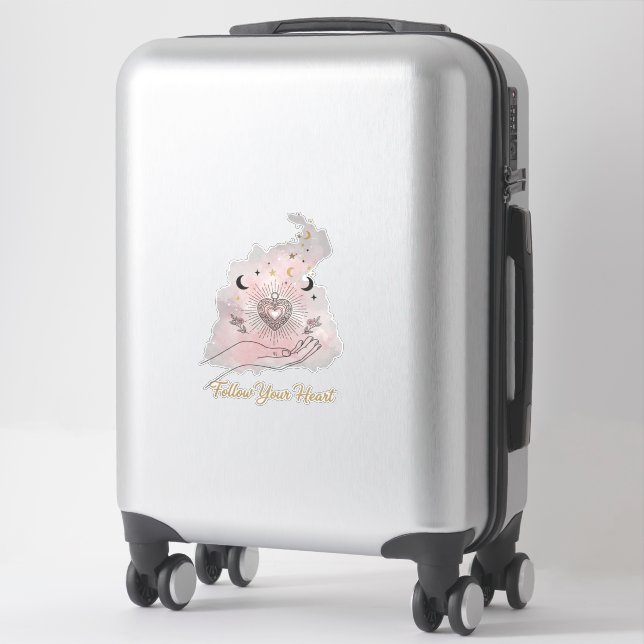 Celestial Gold Heart Sticker - "Follow Your Heart" (Koffer)