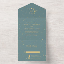 Celestial Gold Hochzeit in einer Einladung