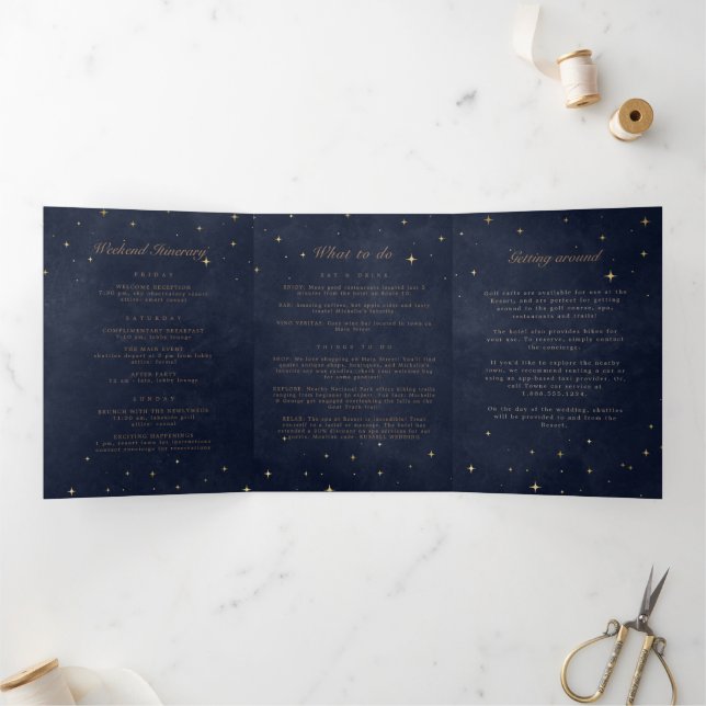 Celestial Gold Moon Folded Wedding Programm (Innenseite)