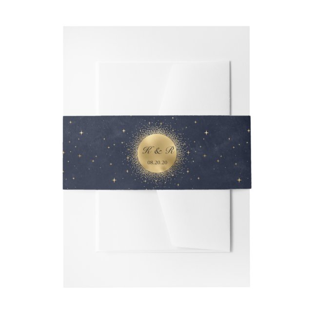Celestial Gold Moon Midnight Wedding Bly Band (Vorderseite Beispiel)