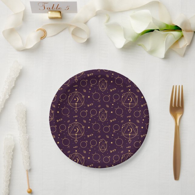 Celestial Gold Star Solareclipse Thema Pappteller (Hochzeit)