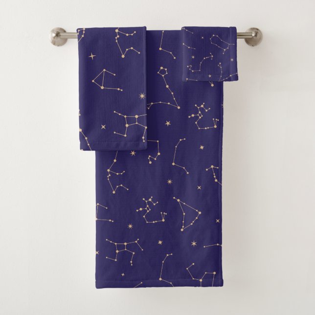 Celestial Gold Star Solareclipse Theme Badhandtuch Set (Insitu)