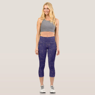 Celestial Gold Star Solareclipse Theme Capri Leggings