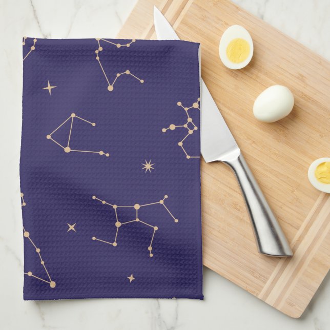 Celestial Gold Star Solareclipse Theme Geschirrtuch (Viertel Falte)