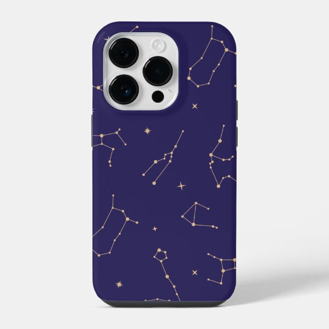 Celestial Gold Star Solareclipse Theme iPhone 14 Pro Hülle (Rückseite)