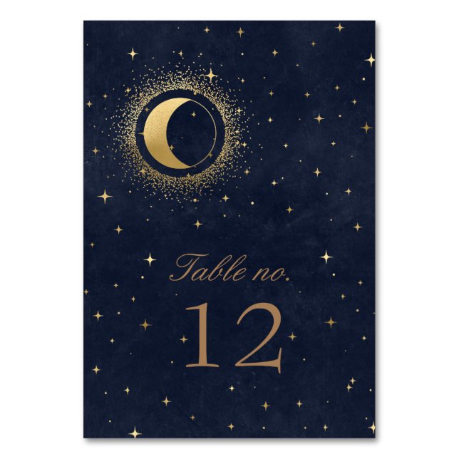 Celestial Gold Stars Hochzeiten Tischnummer (Vorderseite)