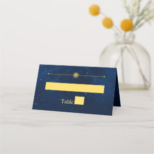 Celestial Gold Stars Midnight Blue Romantic Platzkarte