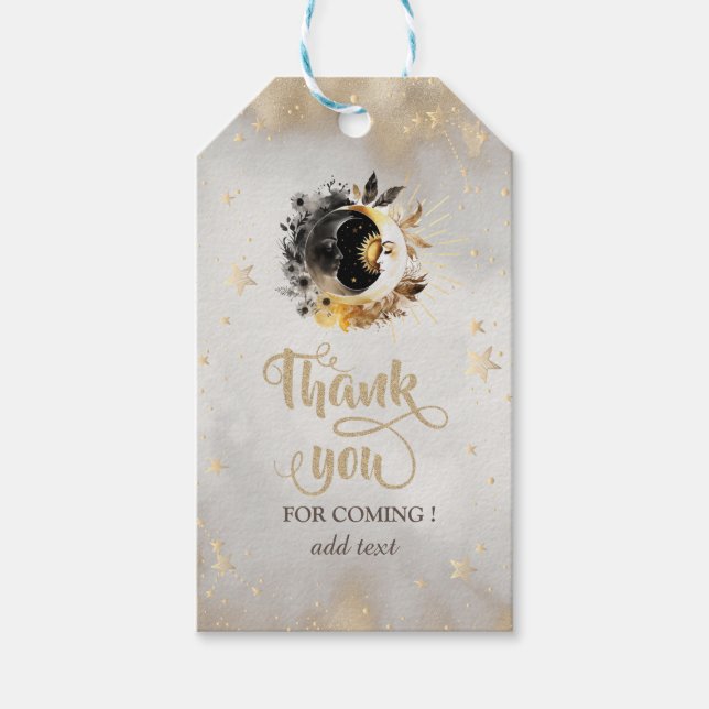 Celestial Gold Stars Moons Blume Geschenkanhänger (Vorderseite)