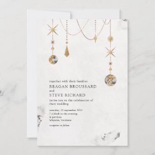  Celestial Gold Stars und Moon Wedding Einladung