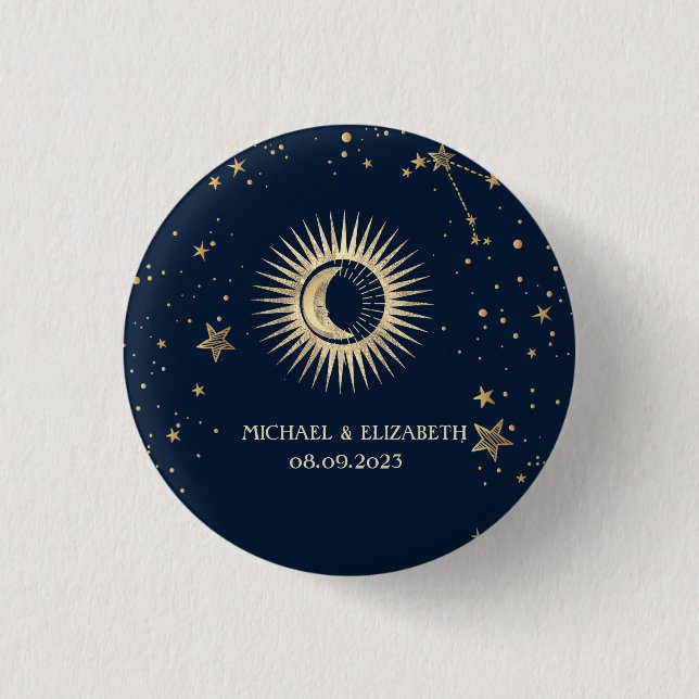 Celestial Gold Sun and Moon Stars Button (Vorderseite)