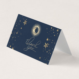 Celestial Gold Sun and Moon Stars Danke Karte