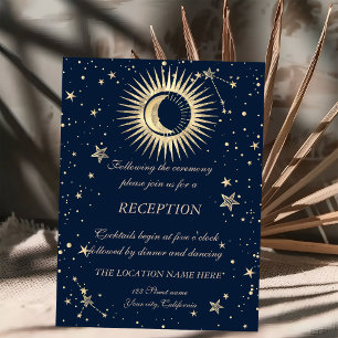 Celestial Gold Sun and Moon Stars Einladung