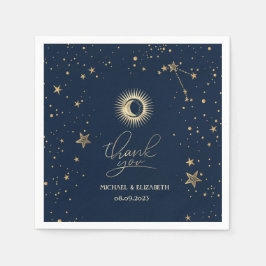 Celestial Gold Sun and Moon Stars Serviette