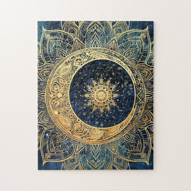 Celestial Gold Sun Mandala Spirituelle Stars Galax (Vertikal)