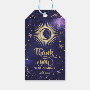 Celestial Gold Sun, Mond, Sterne Lila Geschenkanhänger