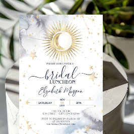 Celestial Gold Sun, Moon, Stars Bridal Luncheon Einladung