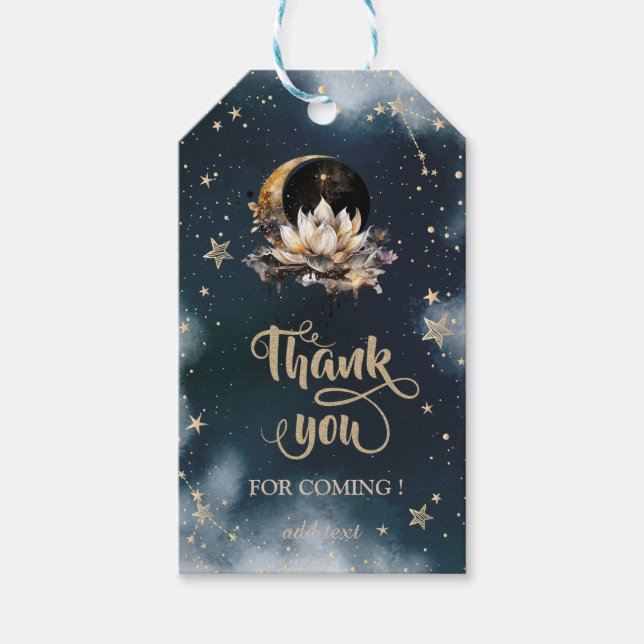 Celestial Gold Sun, Moon, Stars Lotus Night Sky Geschenkanhänger (Vorderseite)