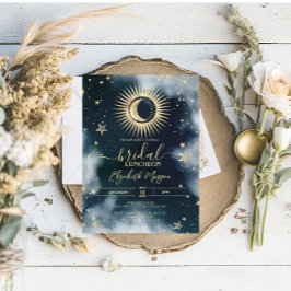 Celestial Gold Sun, Moon, Stars Night Sky Bridal Einladung