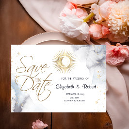 Celestial Gold Sun,Moon,Stars  Save The Date