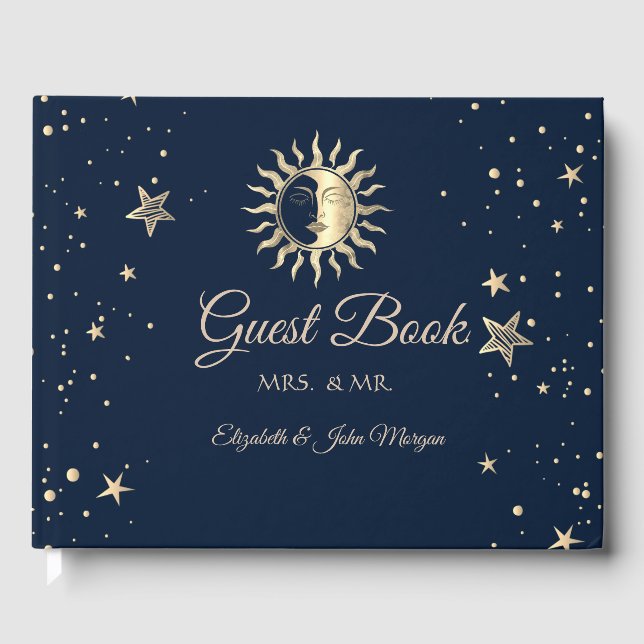 Celestial Gold Sun Stars Gästebuch (Vorderseite)