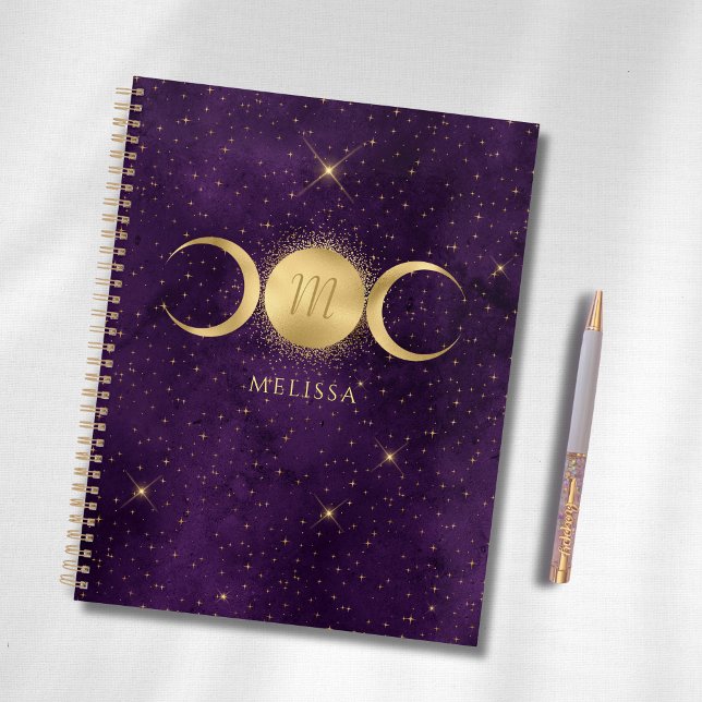 Celestial Gold Triple Moon Lila Monogram Planer (Von Creator hochgeladen)