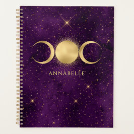 Celestial Gold Triple Moon Lila Personalisiert Planer
