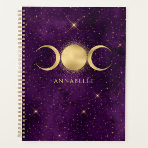 Celestial Gold Triple Moon Lila Personalisiert Planer