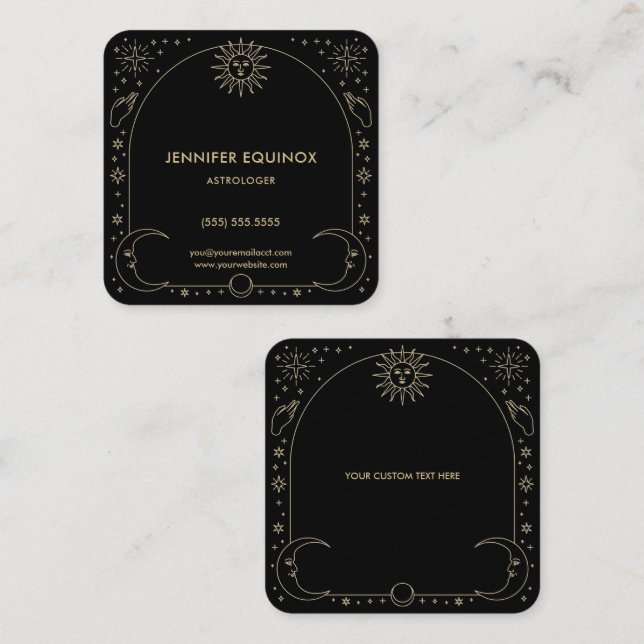Celestial Gold und Black Astrologer Quadratische Visitenkarte (Vorne/Hinten)