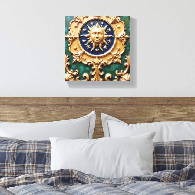 Celestial Golden Sun Plaque Leinwanddruck (Insitu (Schlafzimmer))