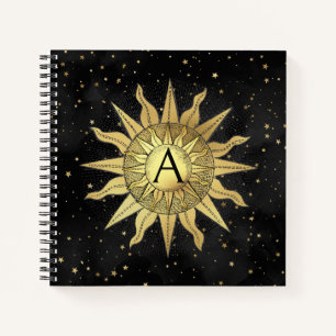 Celestial Golden Sun Spiral Notebook Notizbuch