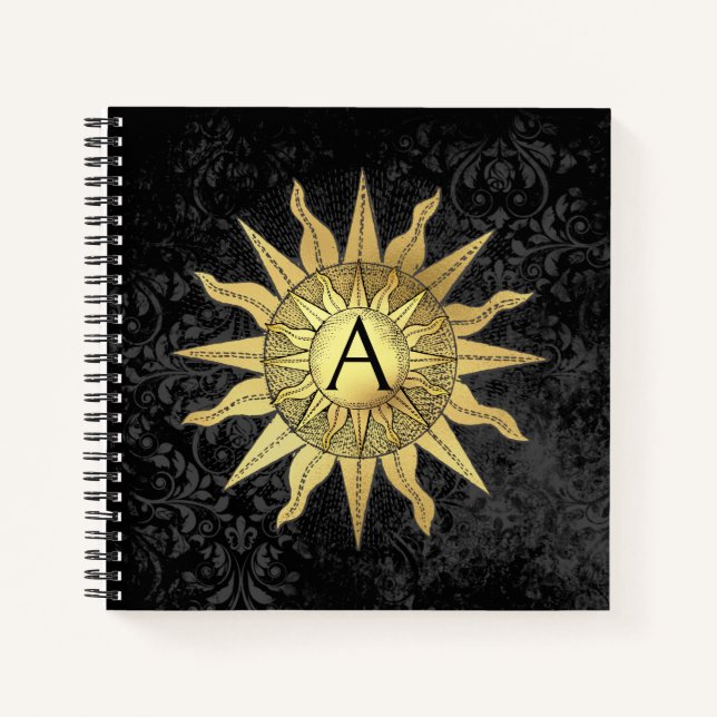 Celestial Golden Sun Spiral Notebook Notizbuch (Vorderseite)