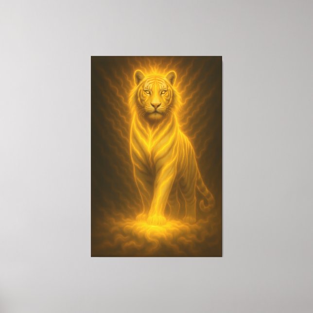 Celestial Golden White Tiger – Ascending Divine Au Leinwanddruck (Vorderseite)
