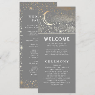 Celestial Gray and Gold Wedding Programs Programm