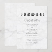 Celestial Gray Marble Moon Phases Wedding