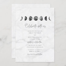 Celestial Gray Marble Moon Phases Wedding