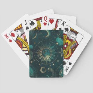 Celestial Green and Gold: Elegante Spielkarten