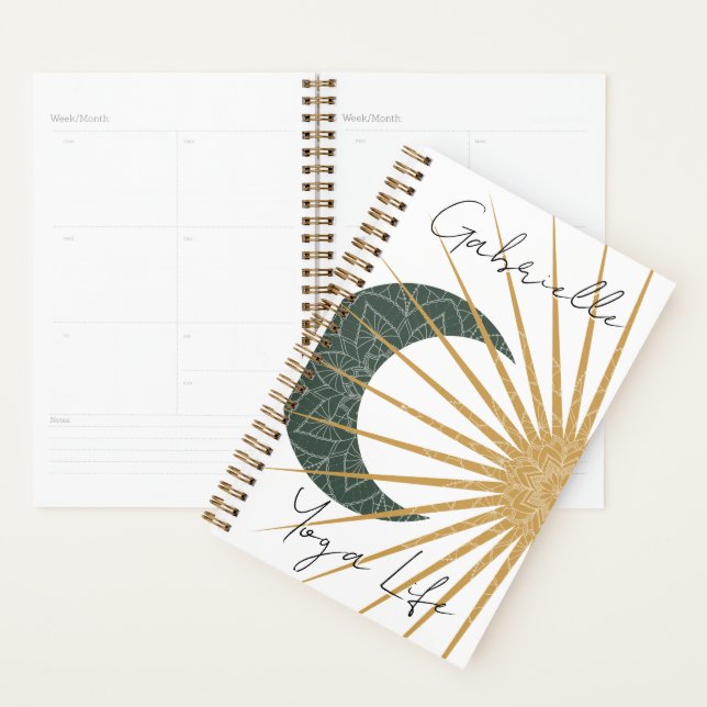 Celestial Green Yellow Sun Moon Mandala Yoga Planer (Anzeige)