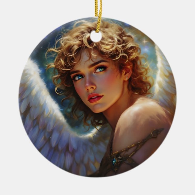 Celestial Guardian - Engel der Sterne Keramik Ornament (Vorne)