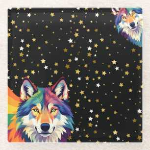 Celestial Guardians - Rainbow & Natural Wolves Ben Glasuntersetzer